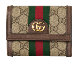 Gucci Ophidia Trifold Wallet, Canvas, Beige/Brown, 625703, B/DB/RCT, 2*